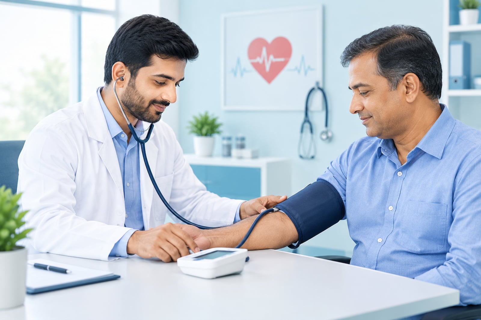 Doctor checking a patient's blood pressure