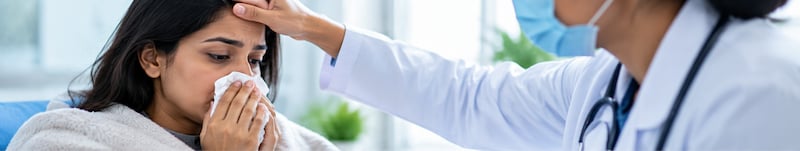 Doctor assessing a patient with fever or infection