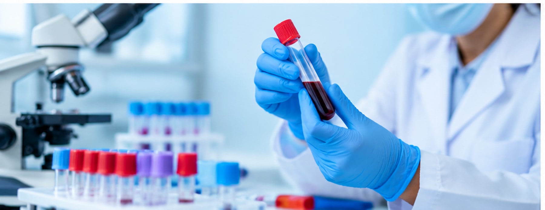 Blood sample tubes in a laboratory